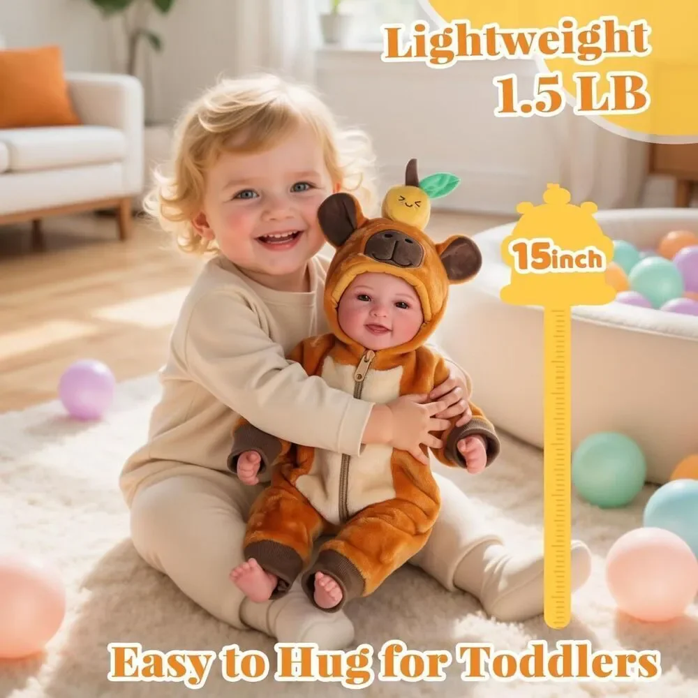 17inch Large Brwon Realistic Cute Soft Body Baby Doll With Accessories